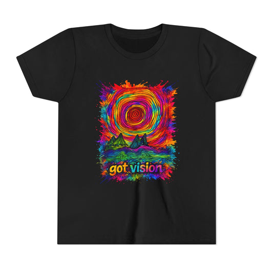 Youth T-Shirt — Colorful 'got vision' Psychedelic Sun & Mountains Graphic