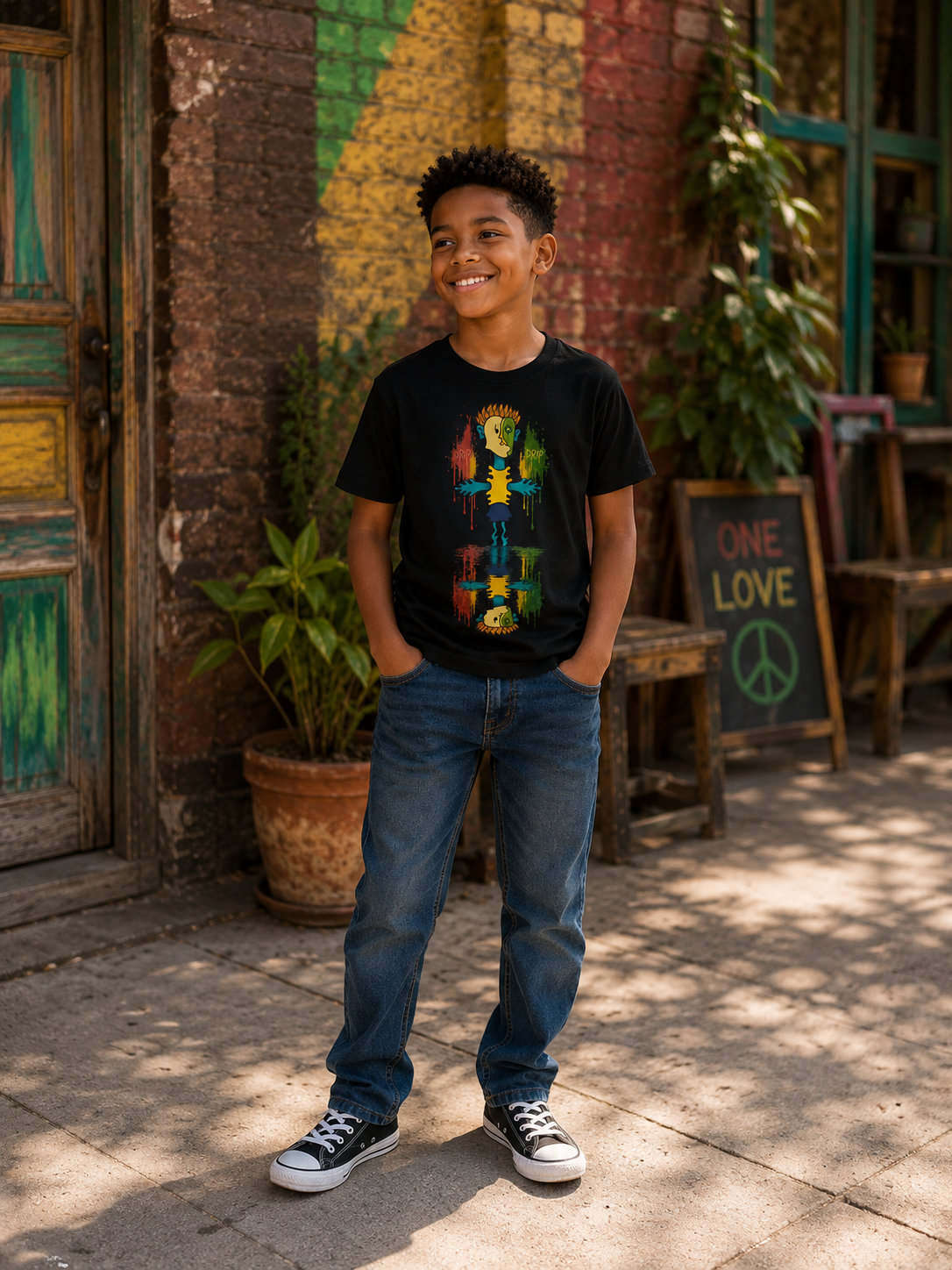 Youth Tee — Colorful Skateboard Drip Graphic Kids T-Shirt